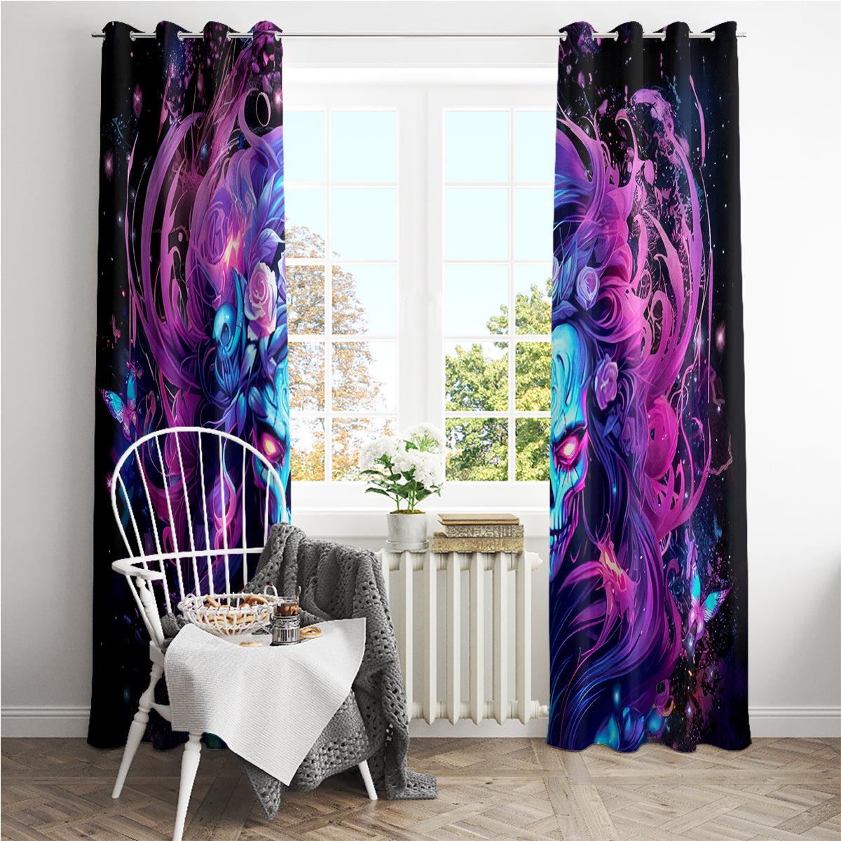 Lady Skull Window Curtain I'm Not Anti Social I'm Just Not User Friendly