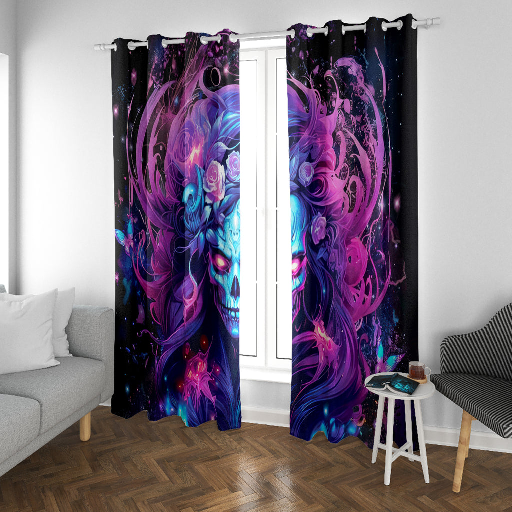 Lady Skull Window Curtain I'm Not Anti Social I'm Just Not User Friendly