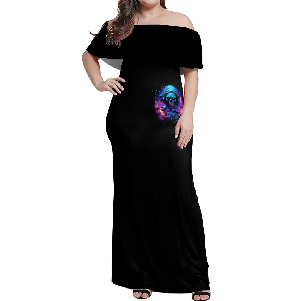 Flame Skull Off Shoulder Maxi Dress Its Not How Crazy I Am But How Much I enjoy It That Makes Me Dangeous