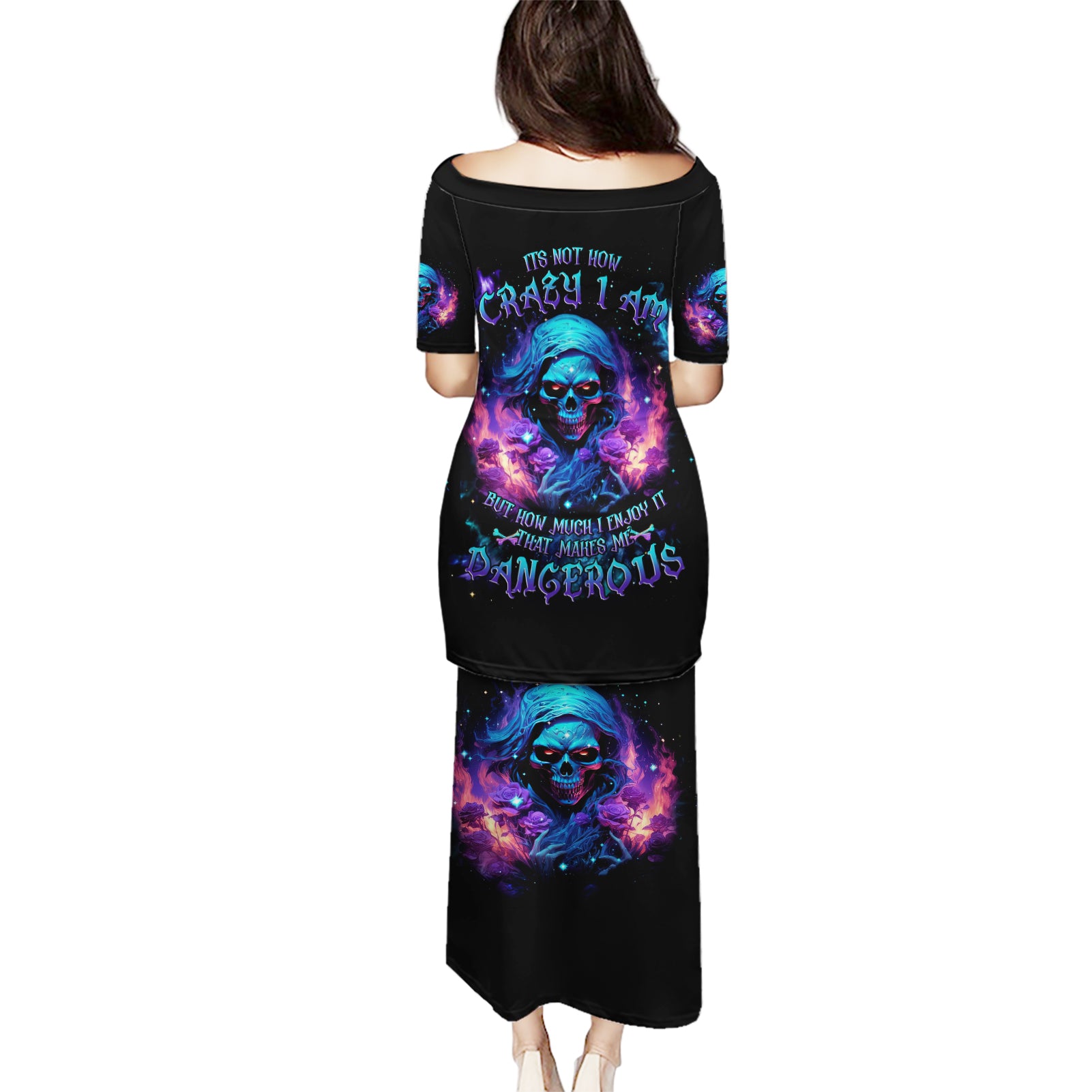 Flame Skull Puletasi Its Not How Crazy I Am But How Much I enjoy It That Makes Me Dangeous