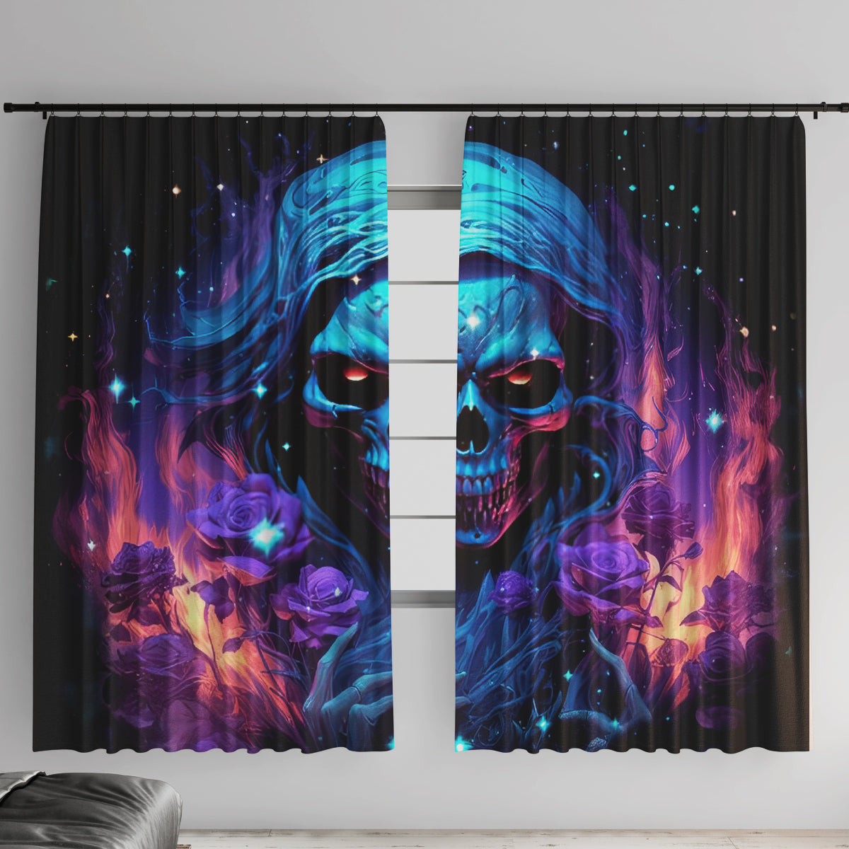 Flame Skull Window Curtain Its Not How Crazy I Am But How Much I enjoy It That Makes Me Dangeous