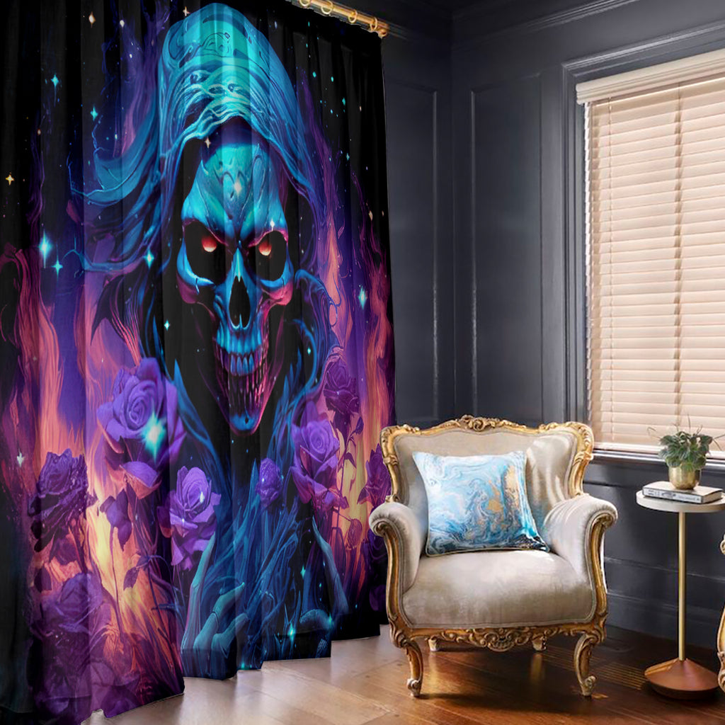 Flame Skull Window Curtain Its Not How Crazy I Am But How Much I enjoy It That Makes Me Dangeous