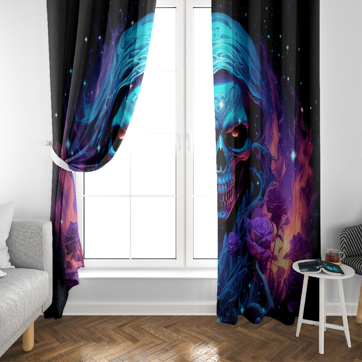 Flame Skull Window Curtain Its Not How Crazy I Am But How Much I enjoy It That Makes Me Dangeous
