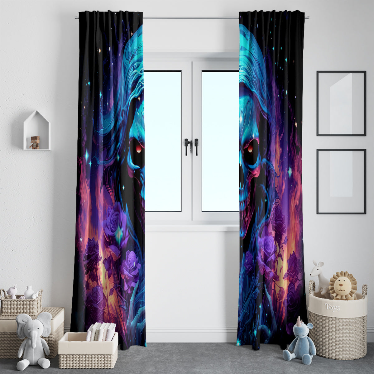 Flame Skull Window Curtain Its Not How Crazy I Am But How Much I enjoy It That Makes Me Dangeous