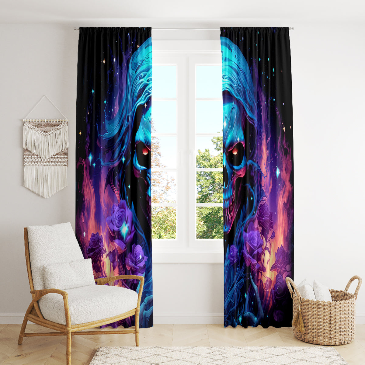 Flame Skull Window Curtain Its Not How Crazy I Am But How Much I enjoy It That Makes Me Dangeous