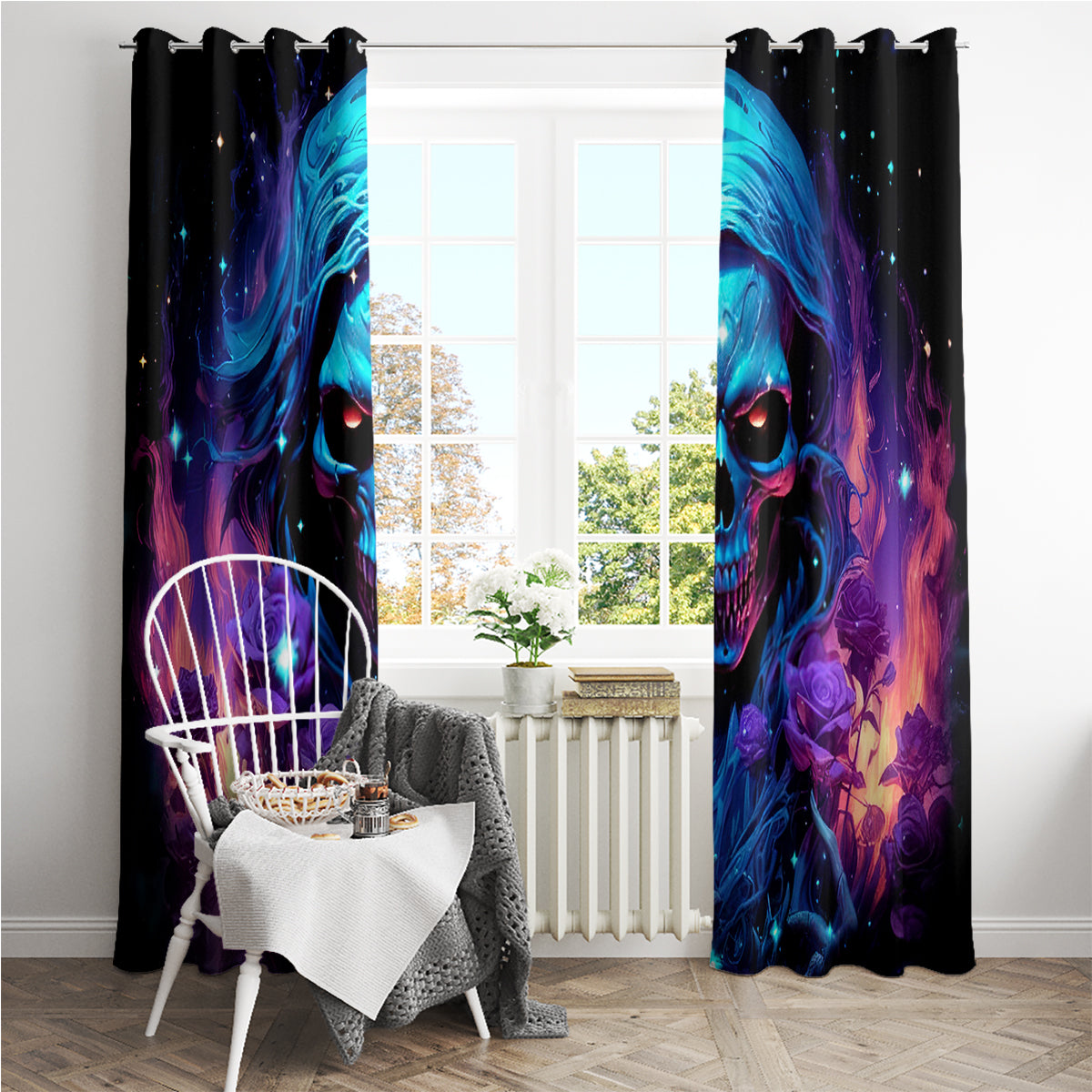Flame Skull Window Curtain Its Not How Crazy I Am But How Much I enjoy It That Makes Me Dangeous