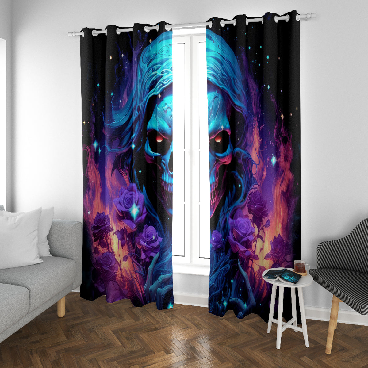 Flame Skull Window Curtain Its Not How Crazy I Am But How Much I enjoy It That Makes Me Dangeous