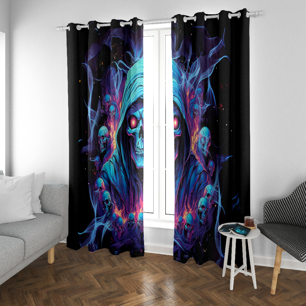Reaper Skull Window Curtain When I Was Born The Devil Said Oh Shit Competition