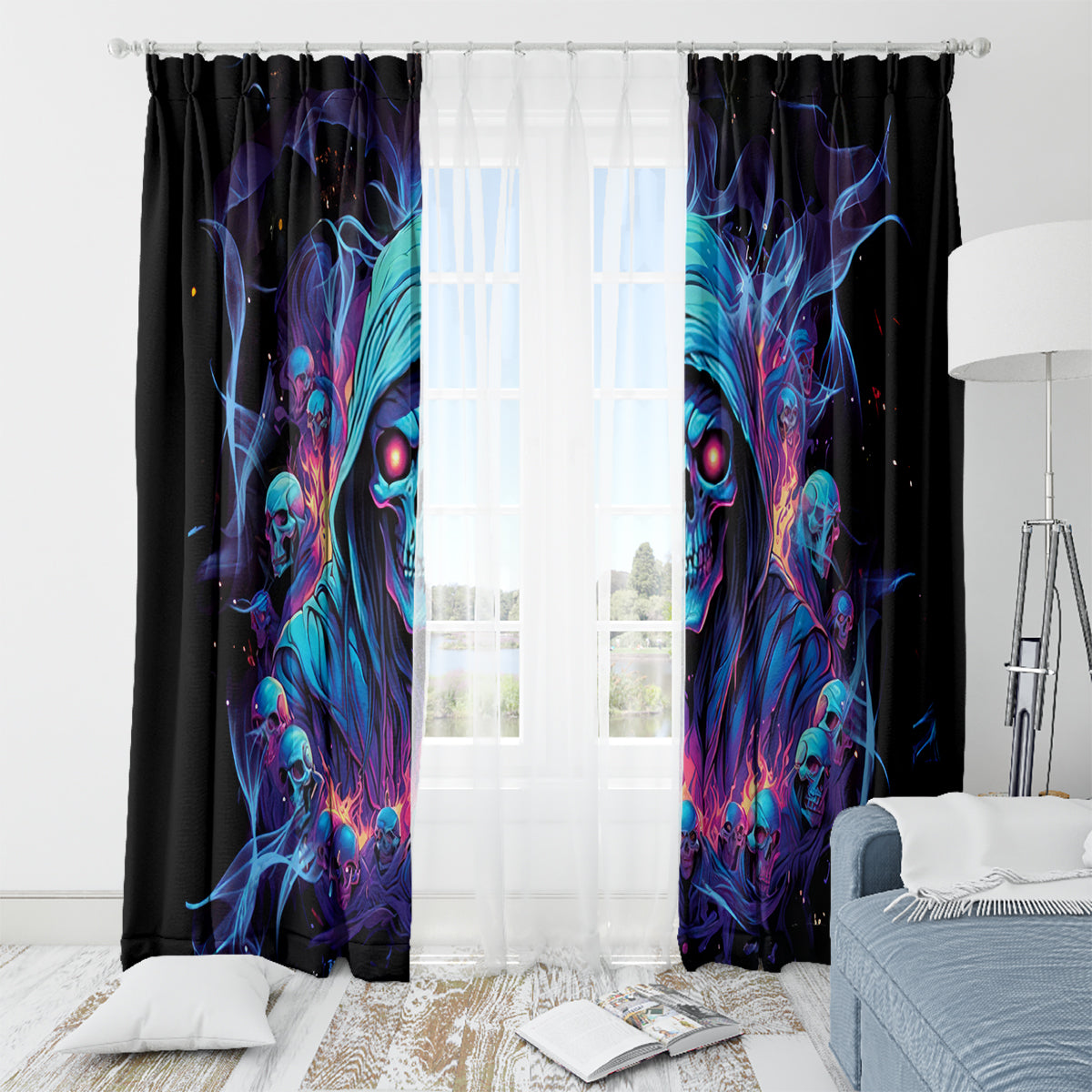 Reaper Skull Window Curtain When I Was Born The Devil Said Oh Shit Competition