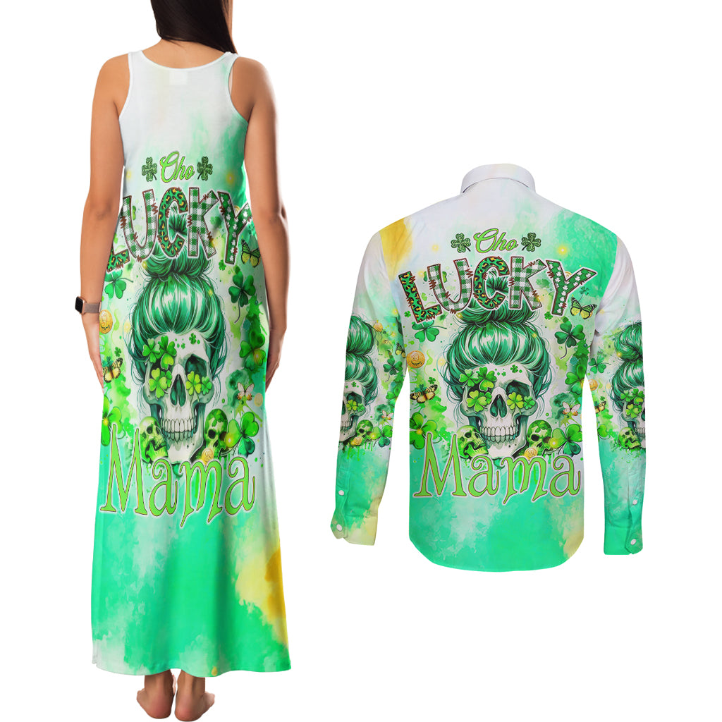 Irish Skull Couples Matching Tank Maxi Dress and Long Sleeve Button Shirt Oho Lucky Mama