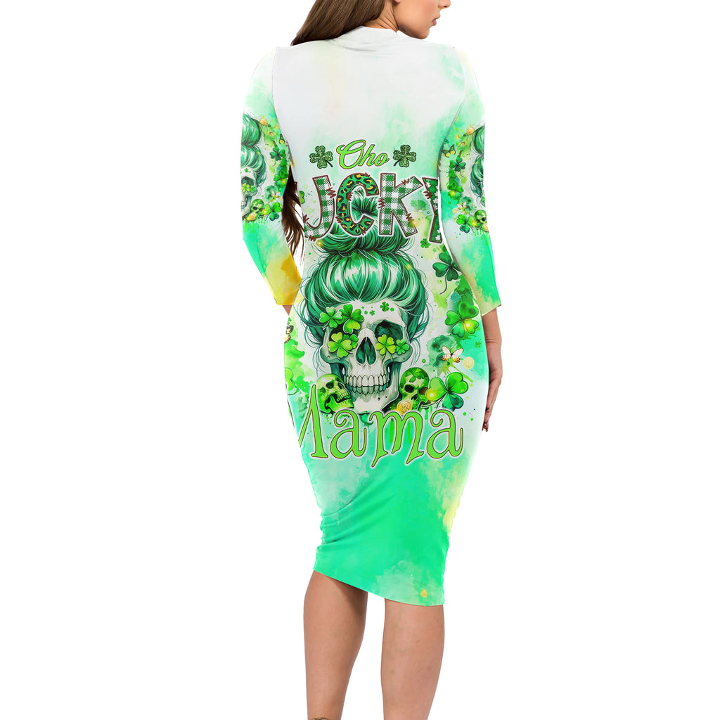 Irish Skull Long Sleeve Bodycon Dress Oho Lucky Mama