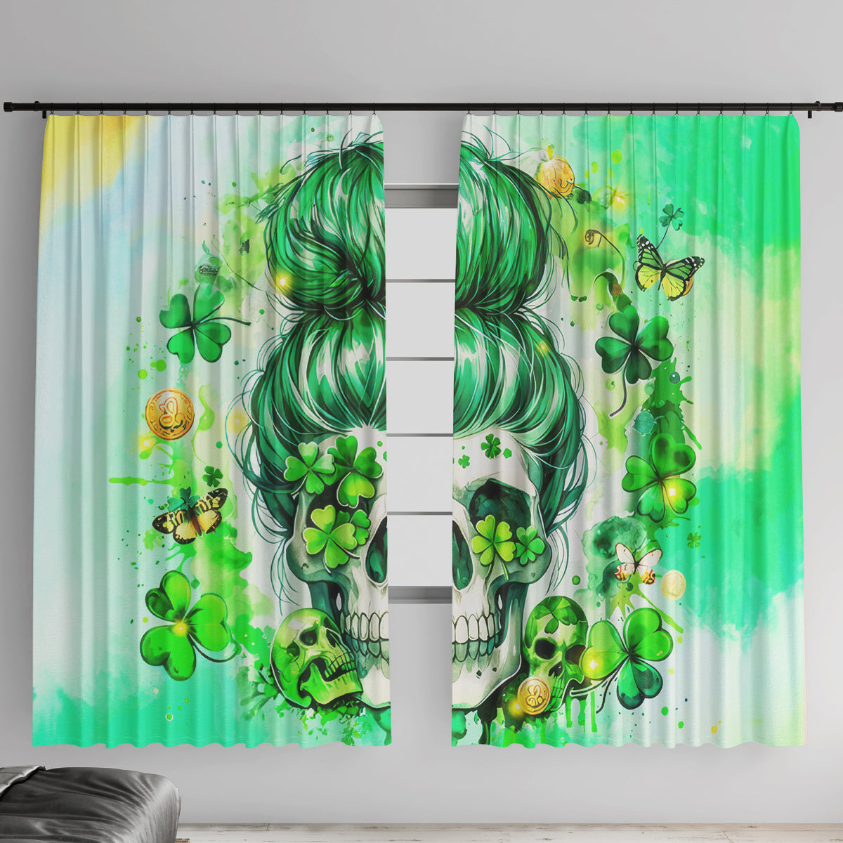Irish Skull Window Curtain Oho Lucky Mama