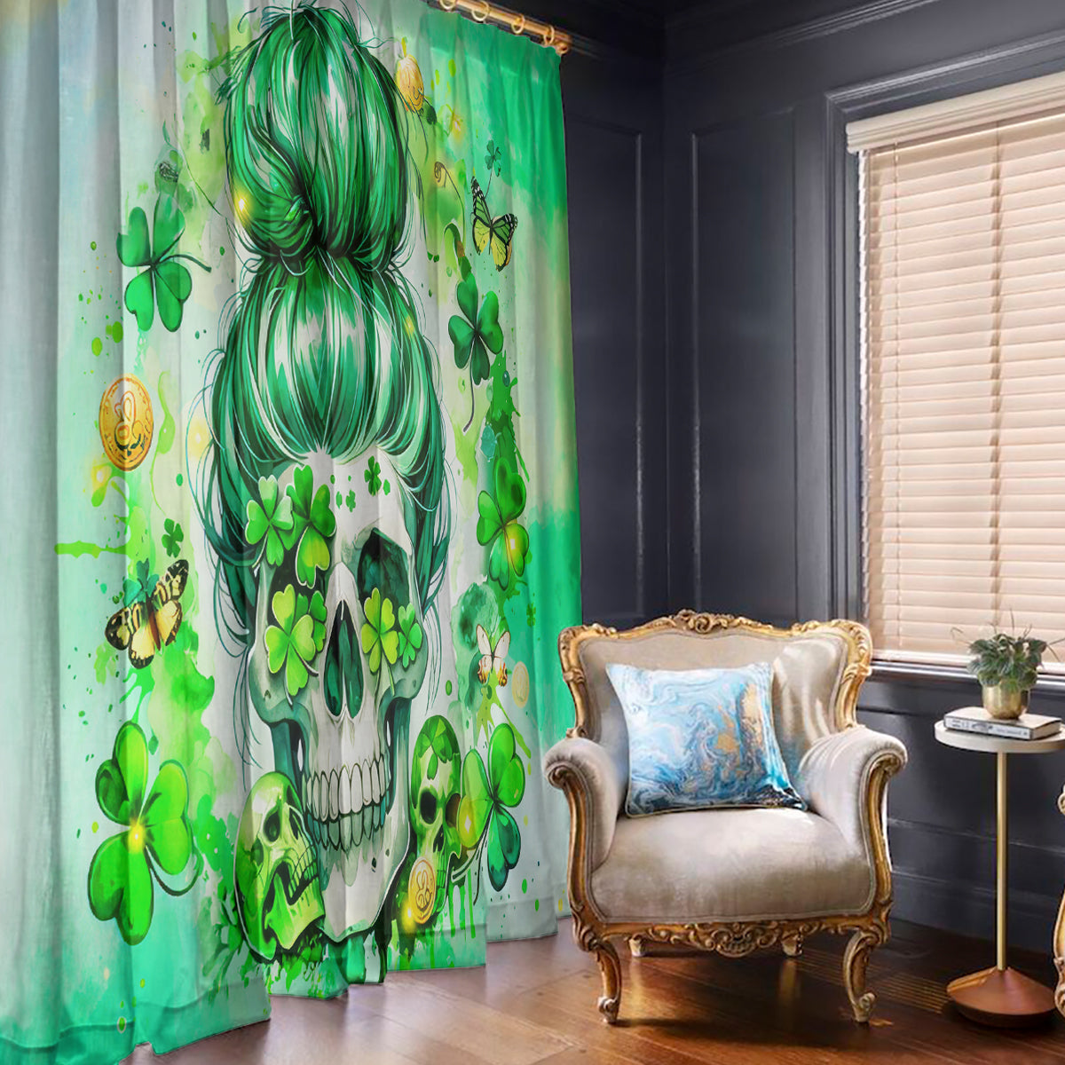Irish Skull Window Curtain Oho Lucky Mama