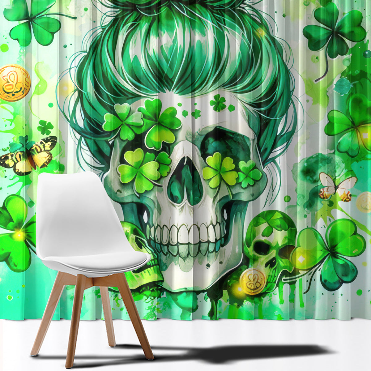 Irish Skull Window Curtain Oho Lucky Mama