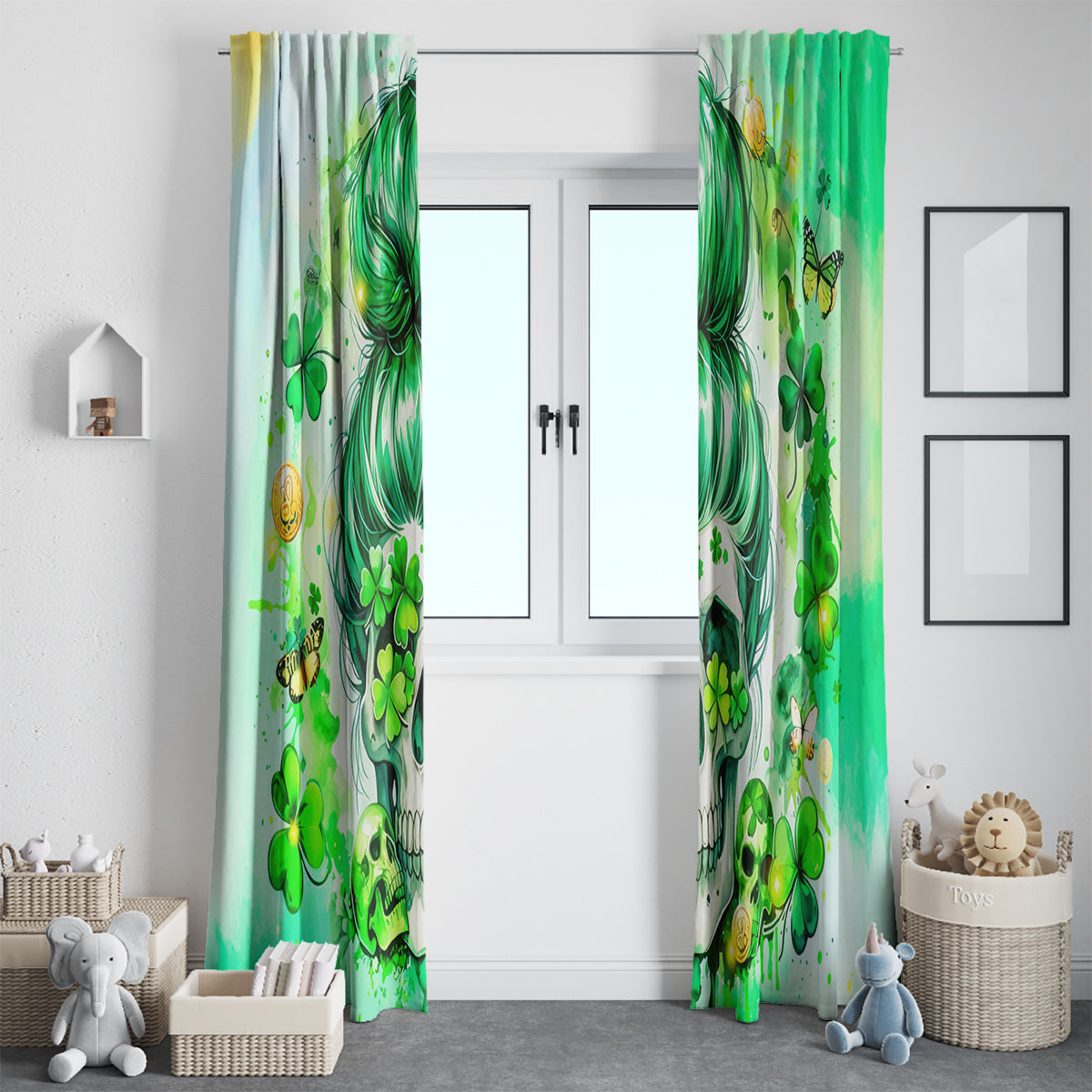 Irish Skull Window Curtain Oho Lucky Mama