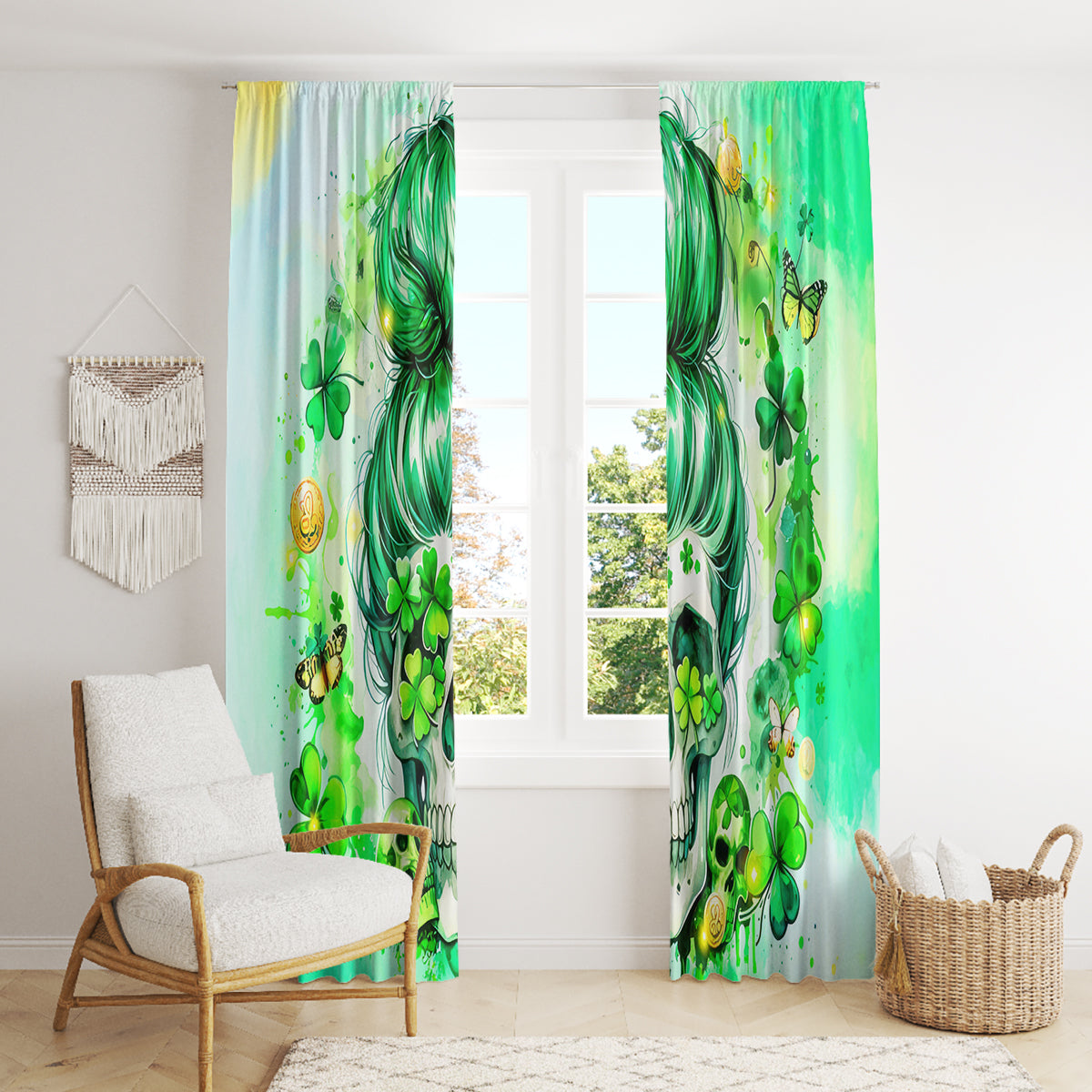 Irish Skull Window Curtain Oho Lucky Mama