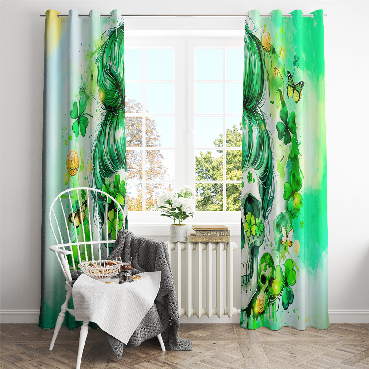 Irish Skull Window Curtain Oho Lucky Mama