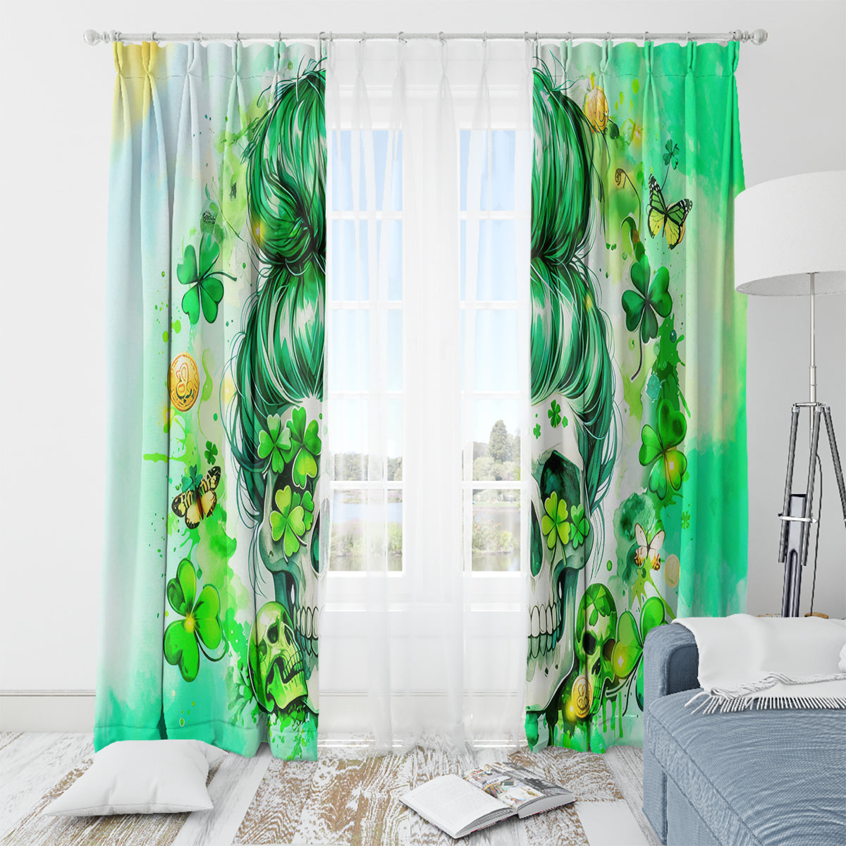 Irish Skull Window Curtain Oho Lucky Mama