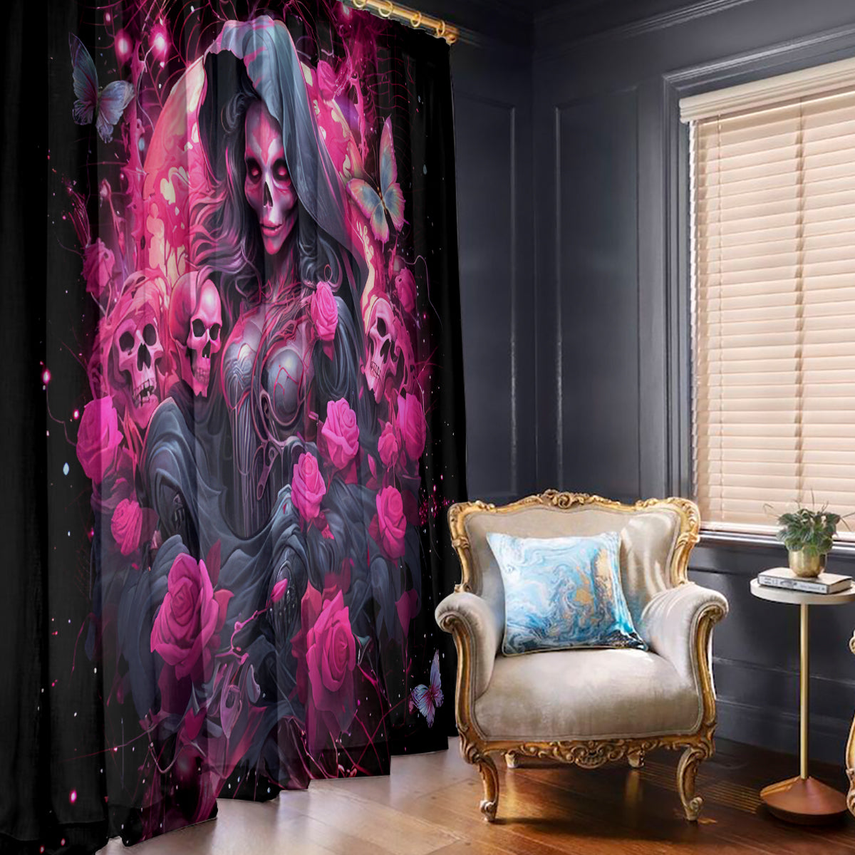 Witch Skull Window Curtain They Whispered To Her You Cannot Withstand The Storm