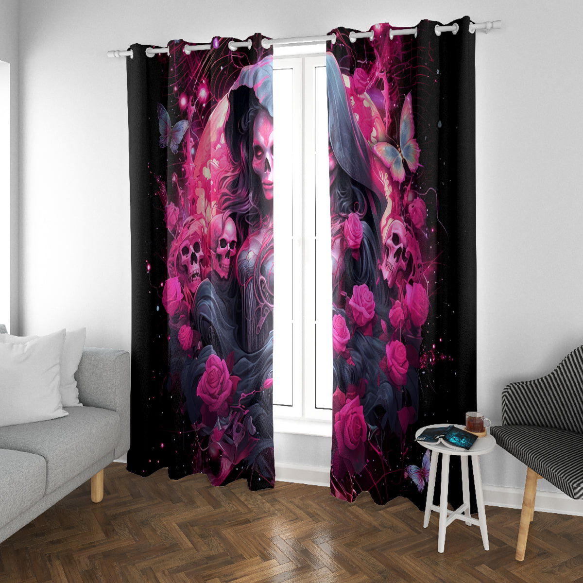 Witch Skull Window Curtain They Whispered To Her You Cannot Withstand The Storm
