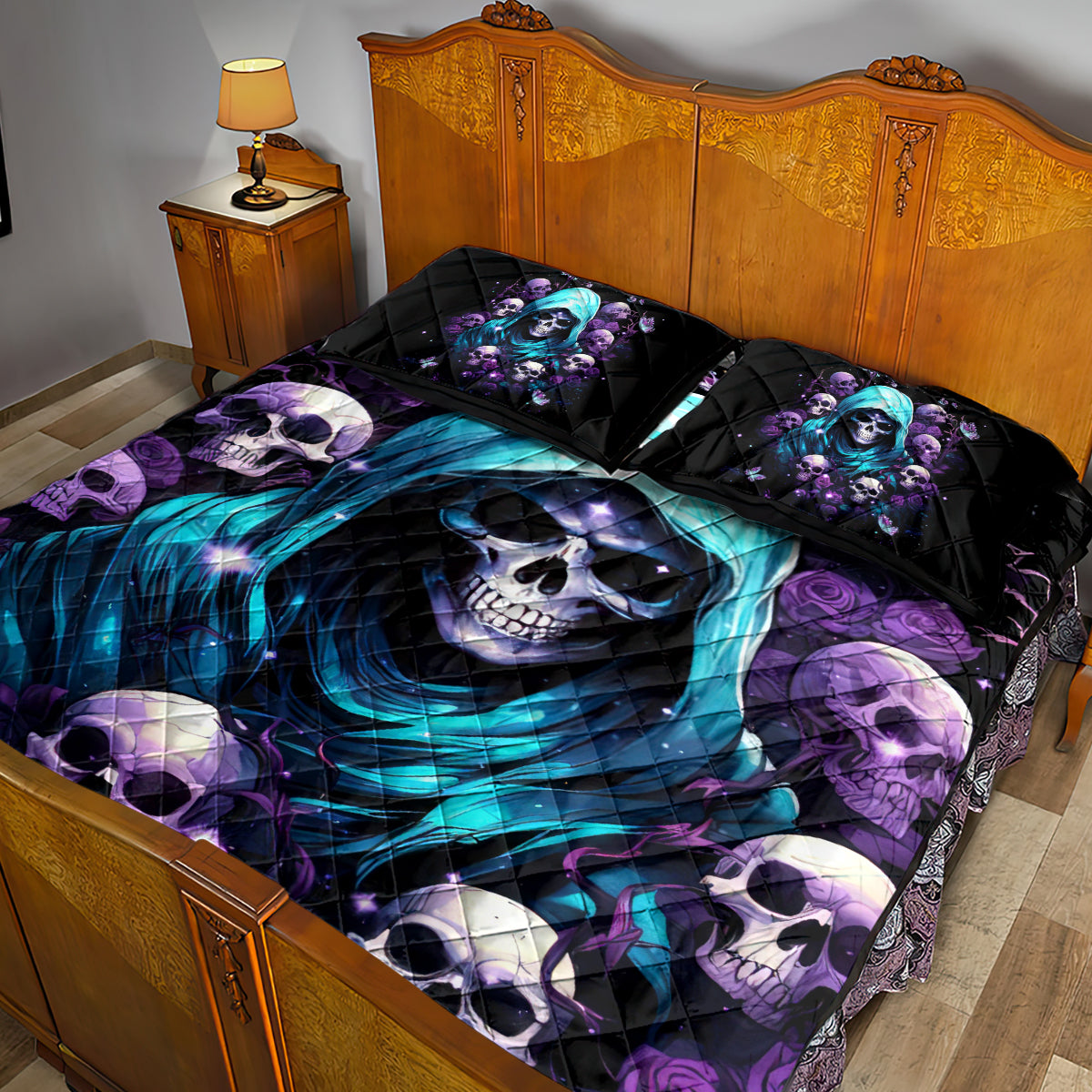 Reaper Skull Quilt Bed Set Don't Try To Figure Me Out