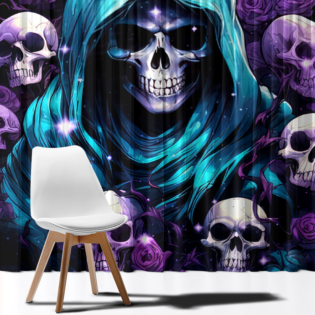 Reaper Skull Window Curtain Don't Try To Figure Me Out