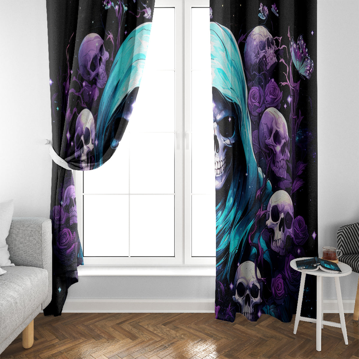 Reaper Skull Window Curtain Don't Try To Figure Me Out