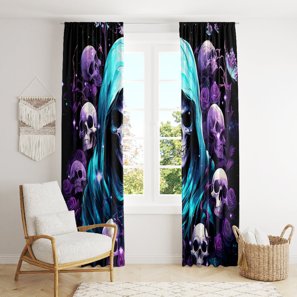 Reaper Skull Window Curtain Don't Try To Figure Me Out