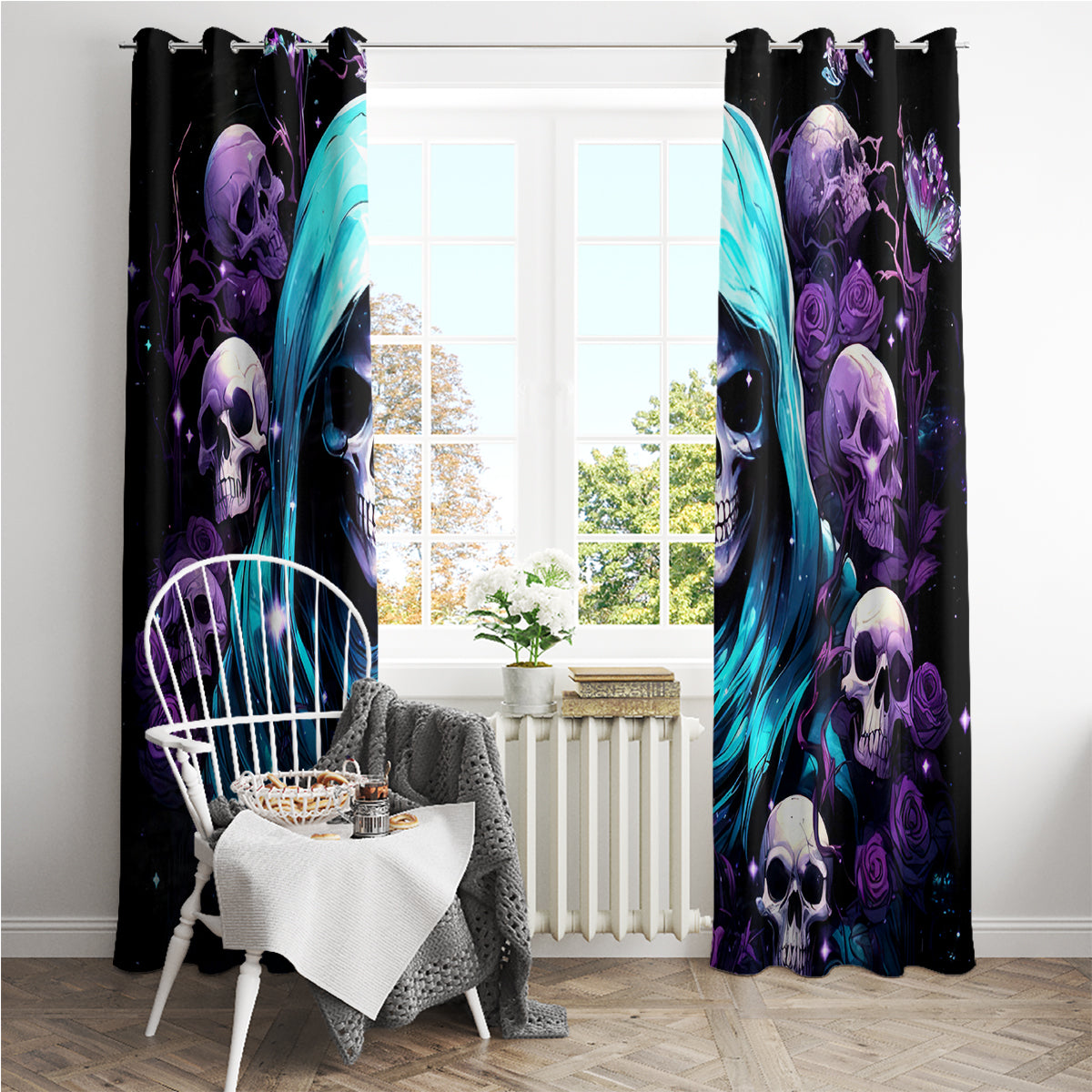 Reaper Skull Window Curtain Don't Try To Figure Me Out