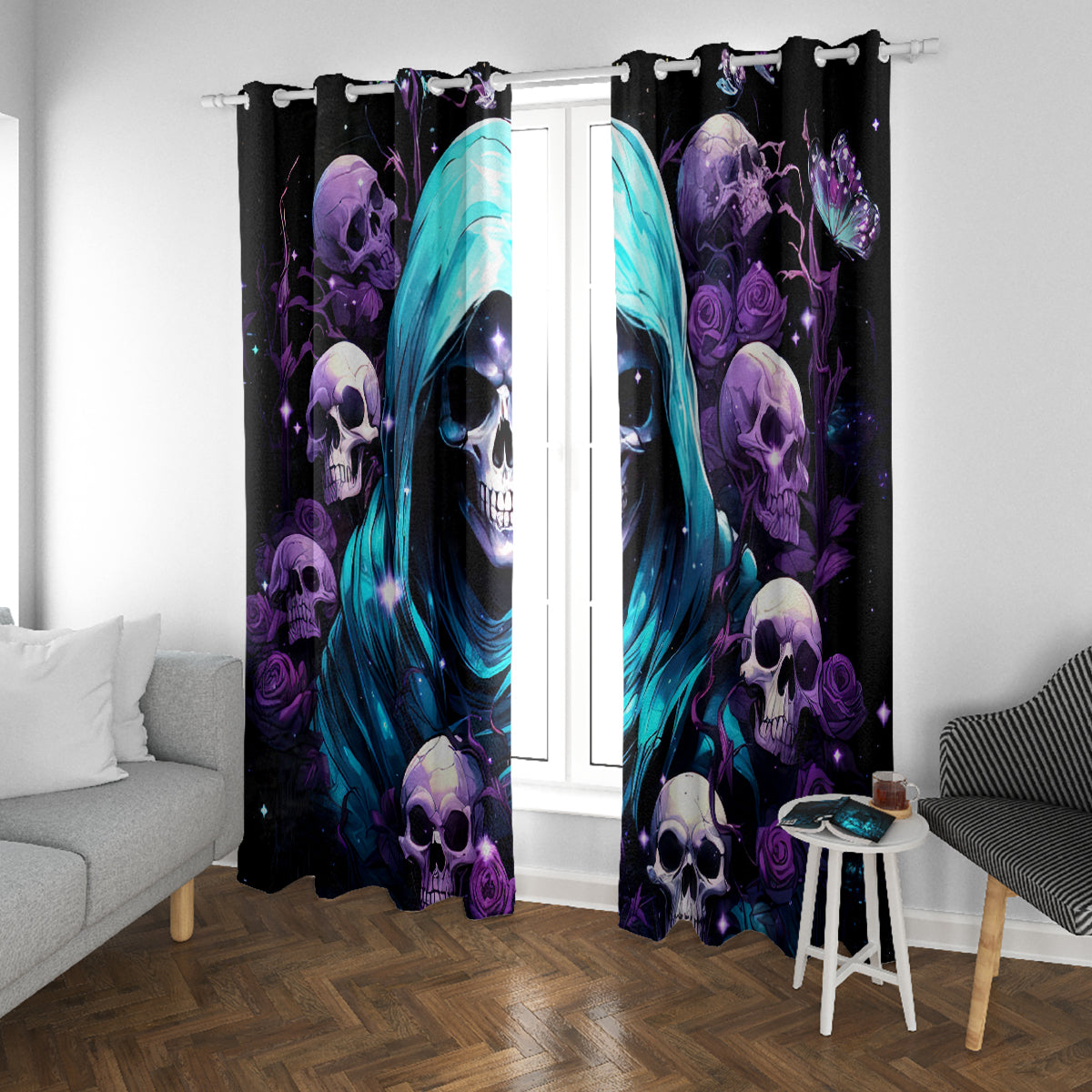 Reaper Skull Window Curtain Don't Try To Figure Me Out