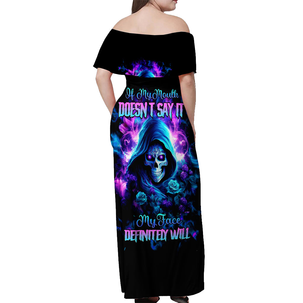 Rose Skull Off Shoulder Maxi Dress If My Mouth Doesn't Say It