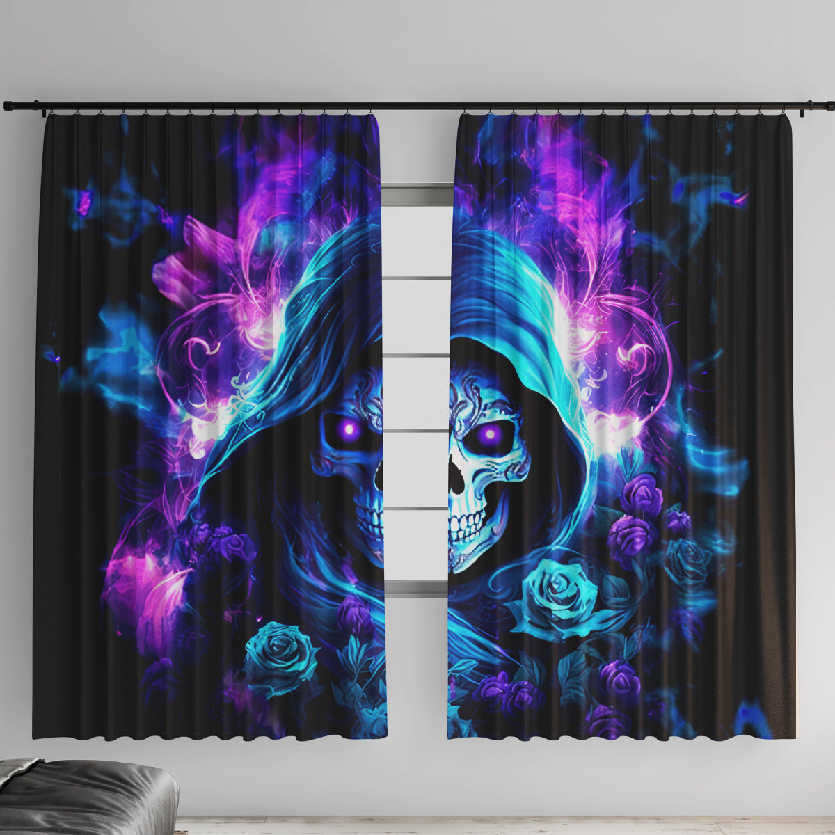 Rose Skull Window Curtain If My Mouth Doesn't Say It