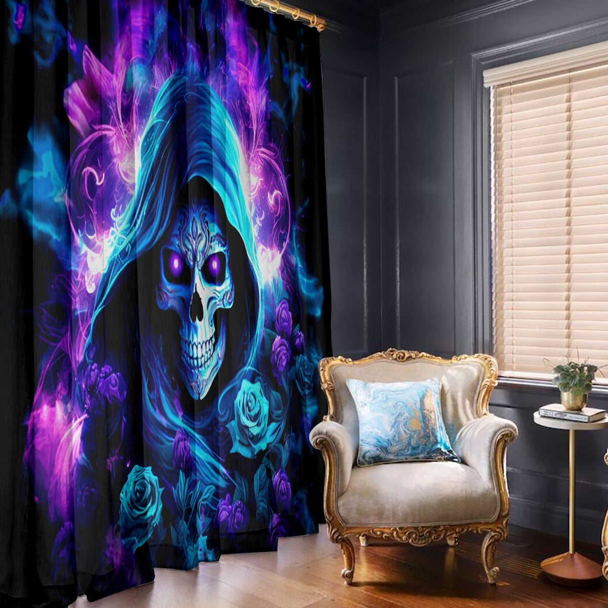 Rose Skull Window Curtain If My Mouth Doesn't Say It
