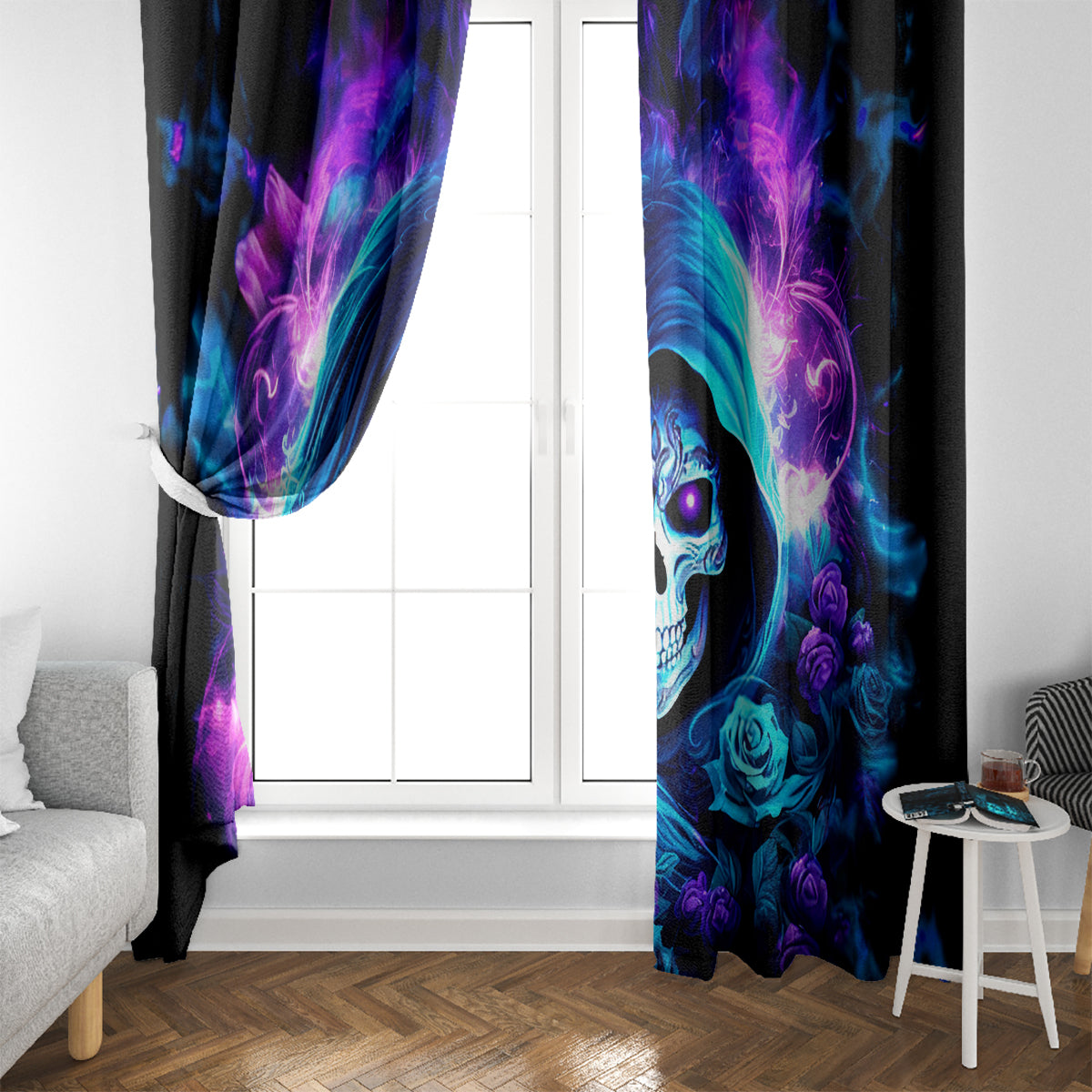 Rose Skull Window Curtain If My Mouth Doesn't Say It