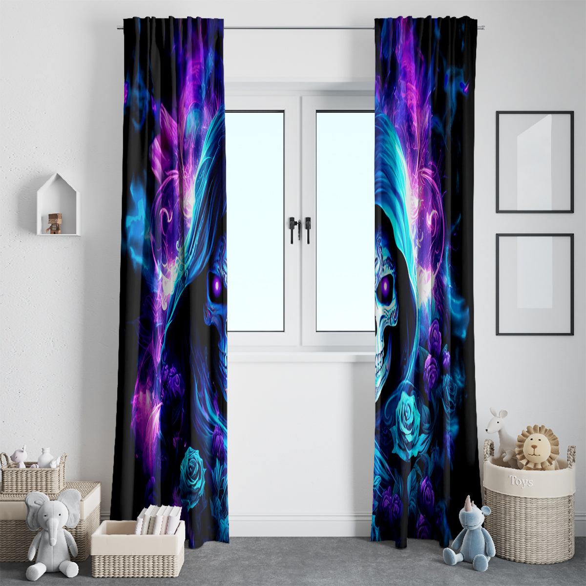 Rose Skull Window Curtain If My Mouth Doesn't Say It