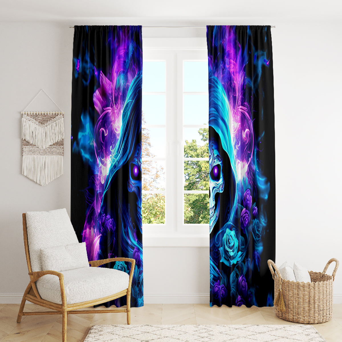 Rose Skull Window Curtain If My Mouth Doesn't Say It