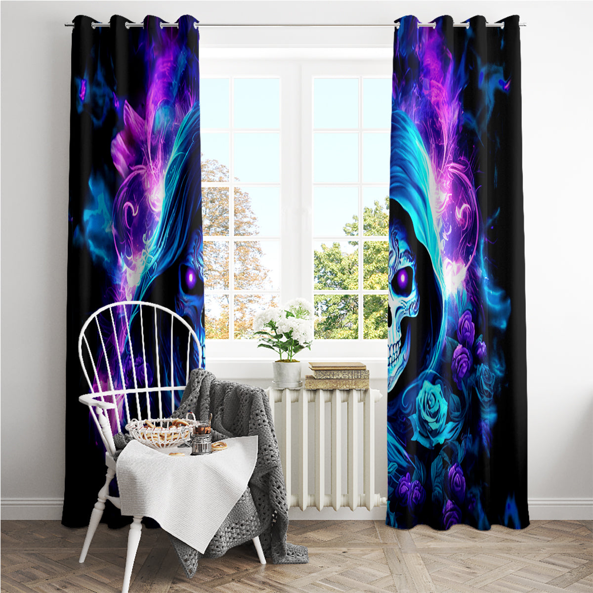 Rose Skull Window Curtain If My Mouth Doesn't Say It