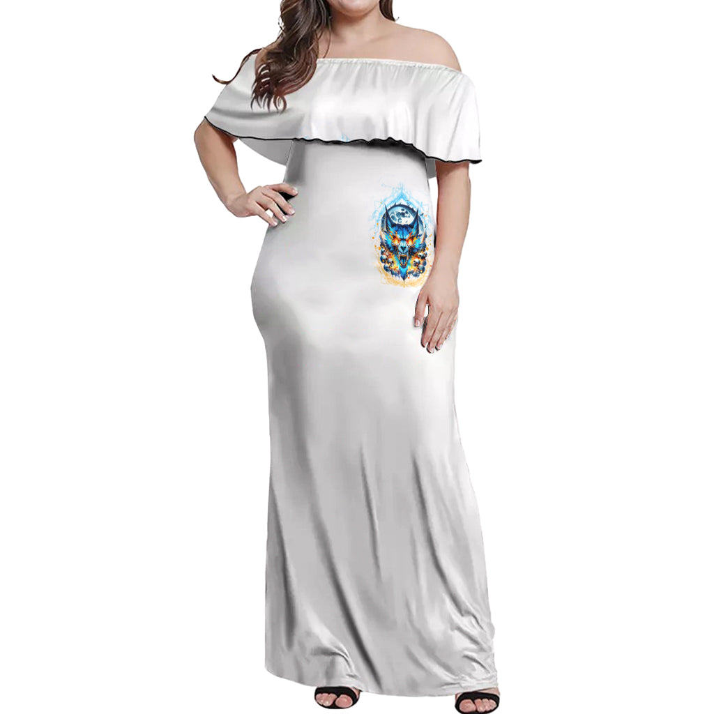 Wolf Skull Off Shoulder Maxi Dress You First Mistake Was Thinking I Was One Of The Sheep