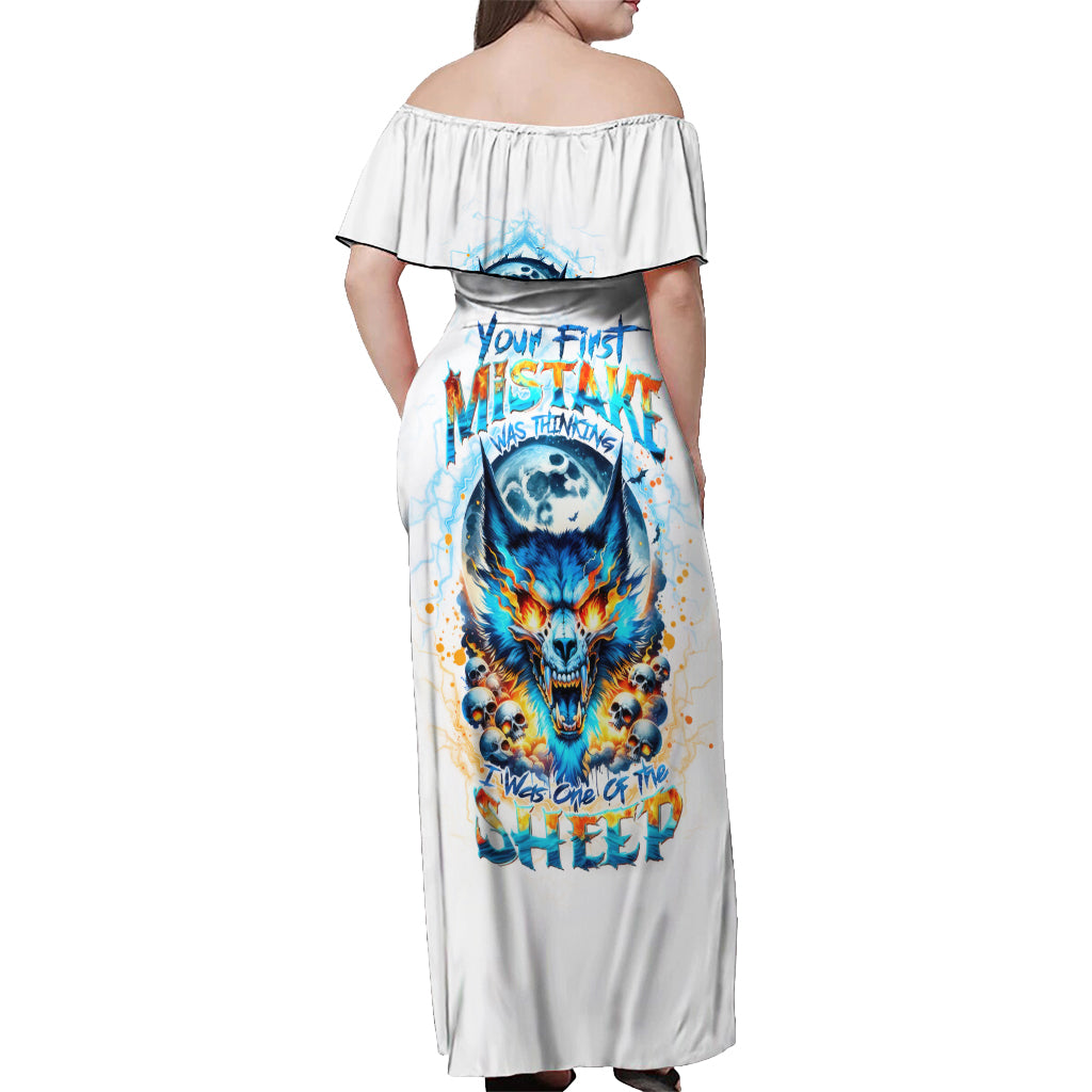 Wolf Skull Off Shoulder Maxi Dress You First Mistake Was Thinking I Was One Of The Sheep