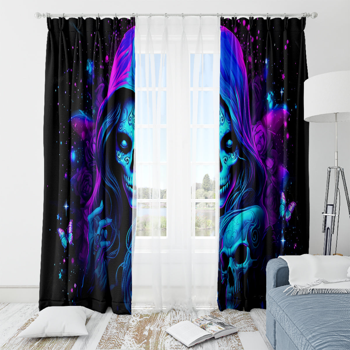 Witch Skull Window Curtain The Good Girl In Me Got Tired Of The Bullshit