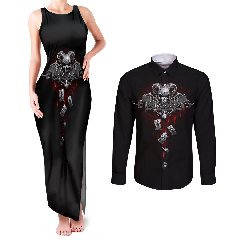 skull-couples-matching-tank-maxi-dress-and-long-sleeve-button-shirts-death-reaper-arcana