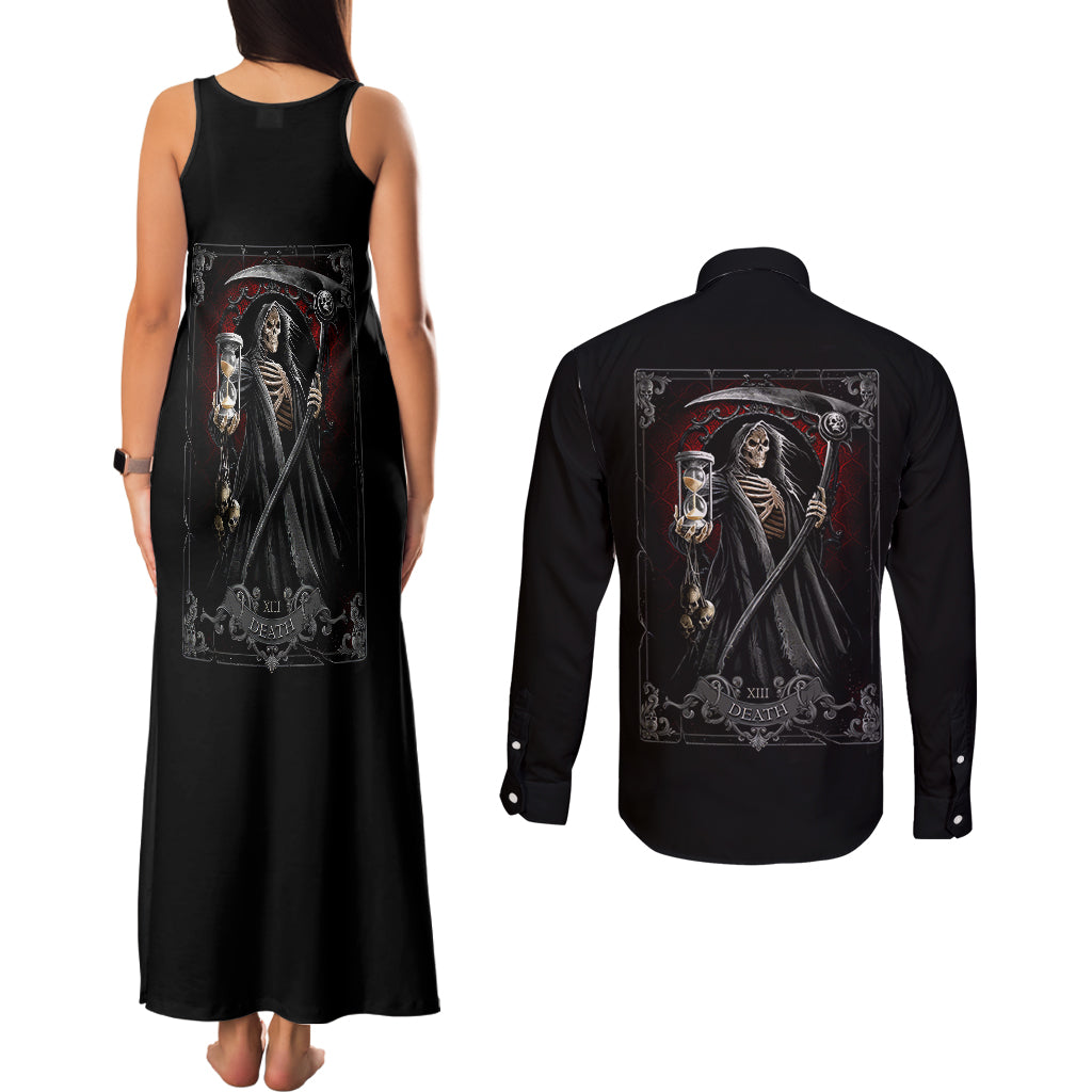 skull-couples-matching-tank-maxi-dress-and-long-sleeve-button-shirts-death-reaper-arcana