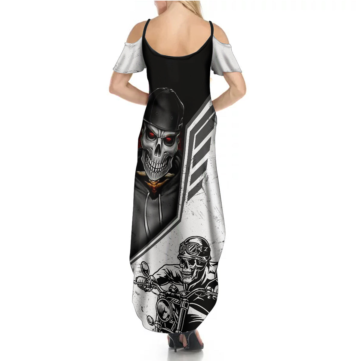 skull-summer-maxi-dress-riding-motocycle