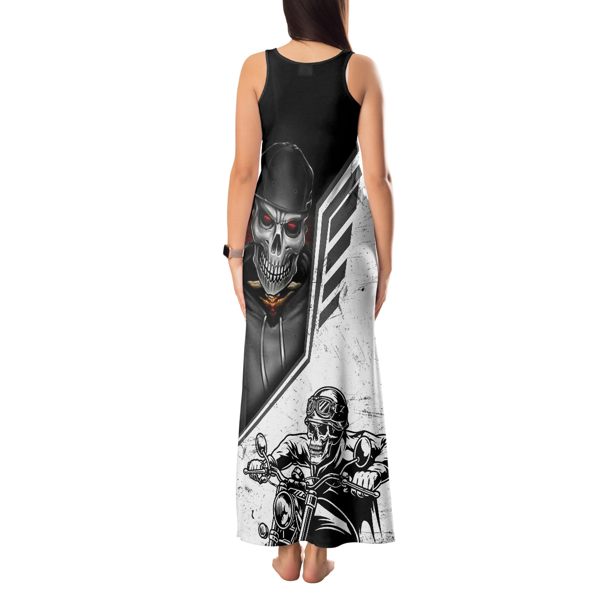skull-tank-maxi-dress-riding-motocycle