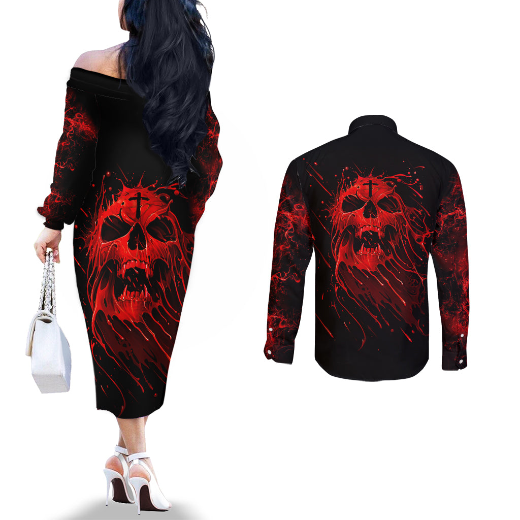 skull-couples-matching-off-the-shoulder-long-sleeve-dress-and-long-sleeve-button-shirts-bloody-skull-scream