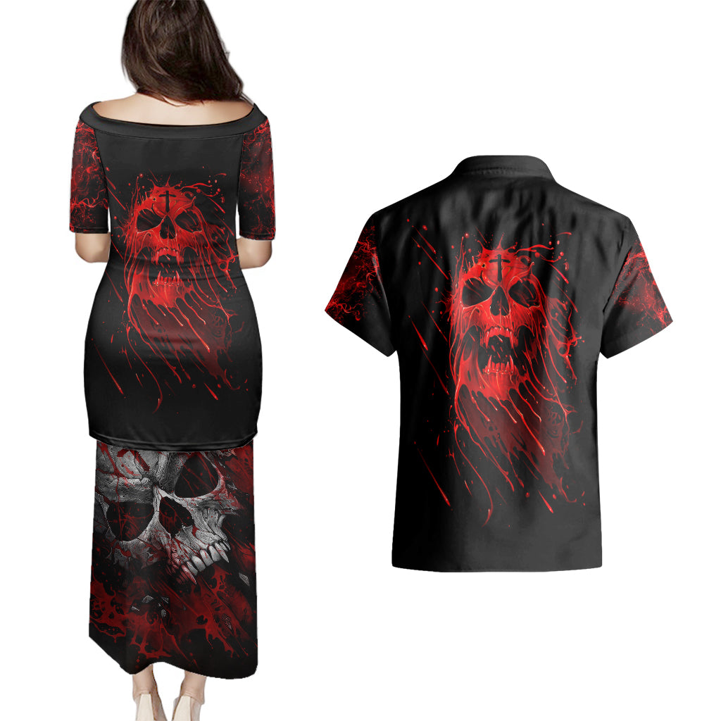 skull-couples-matching-puletasi-dress-and-hawaiian-shirt-bloody-skull-scream