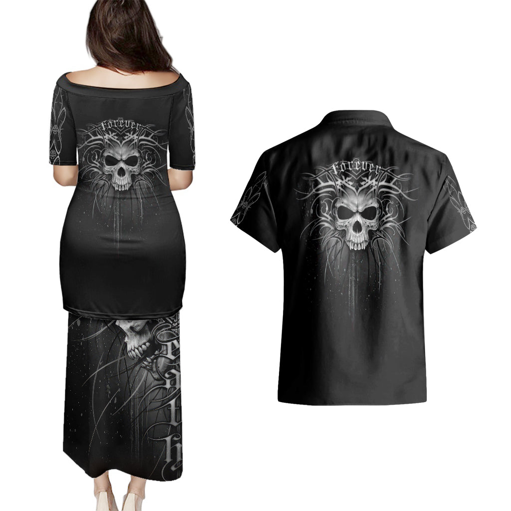 skull-couples-matching-puletasi-dress-and-hawaiian-shirt-skull-death-forever