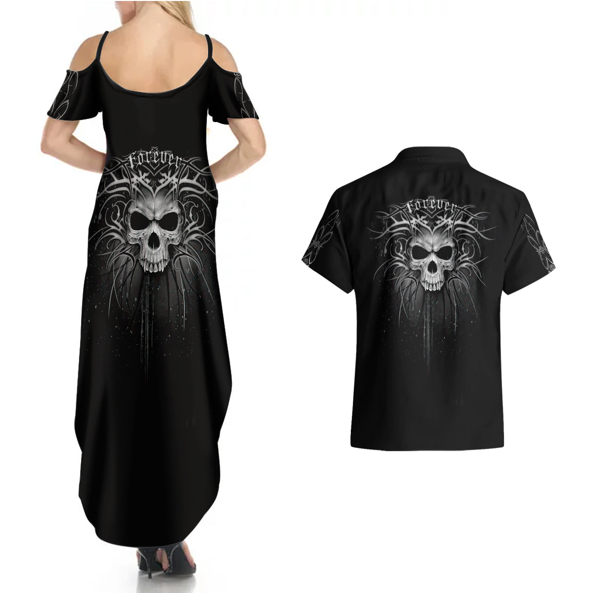 skull-couples-matching-summer-maxi-dress-and-hawaiian-shirt-skull-death-forever