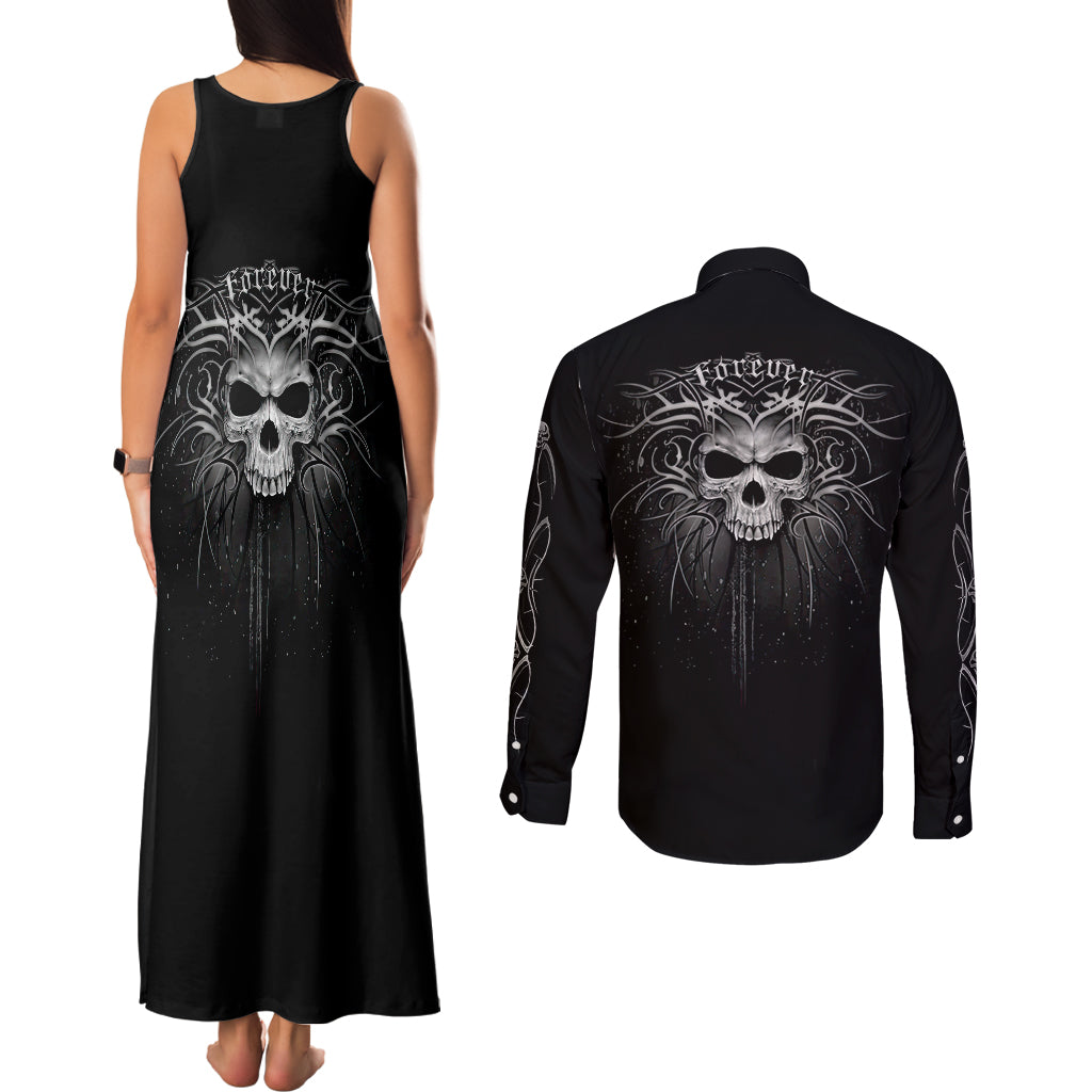 skull-couples-matching-tank-maxi-dress-and-long-sleeve-button-shirts-skull-death-forever
