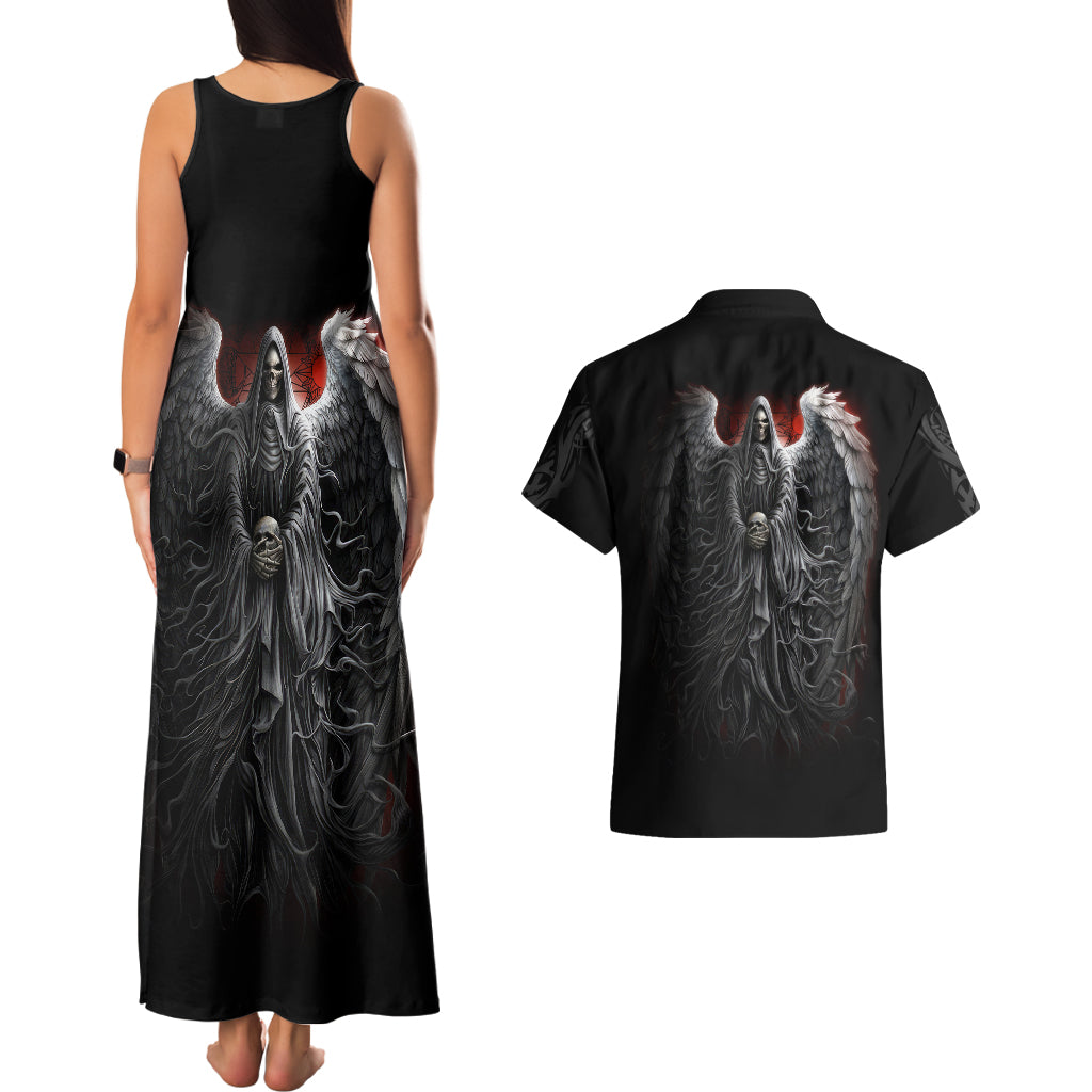 skull-couples-matching-tank-maxi-dress-and-hawaiian-shirt-death-angel-hold-skull